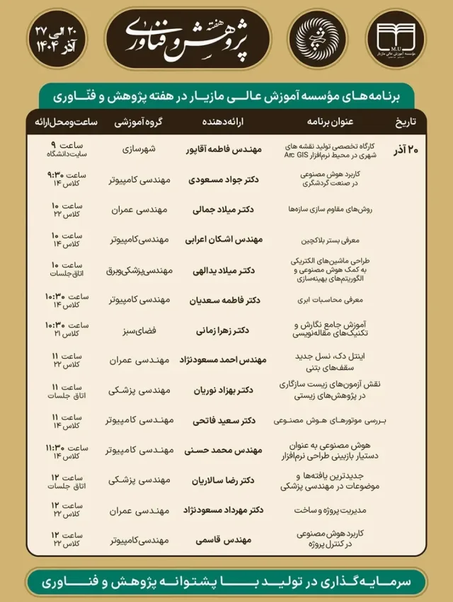 برگزاری هفته پژوهش و فناوری سال ۱۴۰۴ و مراسم اختتامیه همراه با جشن شب یلدا ۲